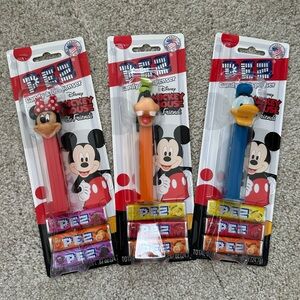 PEZ Dispenser 5 Disney MICKEY MOUSE & FRIENDS Minnie, Donald, Goofy CARD